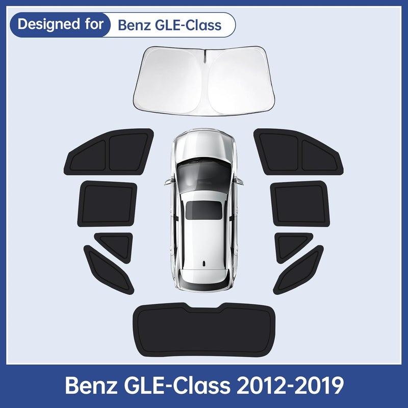 FSHAANY'S Car Window Shades for Mercedes-Benz GLE-Class 2012-2019, Full Car Window Covers for Privacy, Sunshades for GLE-Class Front Rear Windshield Side Windows to Block UV and Protect Privacy(10pcs) - Image 3
